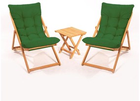 Súprava záhradného stola a stoličiek Kikadu 5 (zelená + prírodná) (pre 2 osoby). Akcia -20%. Vlastná spoľahlivá doprava až k Vám domov. 1093852