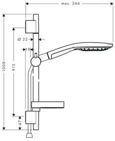 Hansgrohe Raindance Select S, sprchová súprava 150 3jet so sprchovou tyčou 90 cm a miskou, chrómová, HAN-27803000