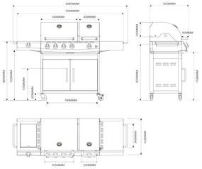 Plynový nerezový gril s bočným + INFRA horákom Avenberg LINCOLN