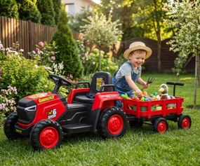 Elektrický traktor s prívesom Rolly červený