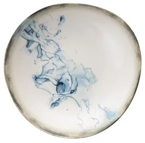 24-dielna jedálenská súprava, biela/modrá, porcelán