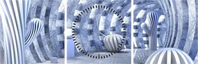 Obraz - 3D abstrakcia (s hodinami) (90x30 cm)