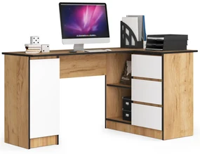 Rohový PC stolík Bienvenida (dub craft + biela) (P). Vlastná spoľahlivá doprava až k Vám domov. 1117081
