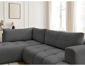Tmavosivá rozkladacia/s úložným priestorom rohová pohovka (ľavý roh/do L) Fuji – Bobochic Paris