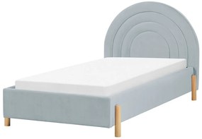 Zamatová posteľ 90 x 200 cm svetlomodrá ANET Beliani