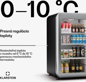 Klarstein Audrey Evo chladnička na nápoje, Retro dizajn, sklenené dvere, 113 L, EEK C