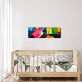 Obraz - Farebné kocky (s hodinami) (90x30 cm)