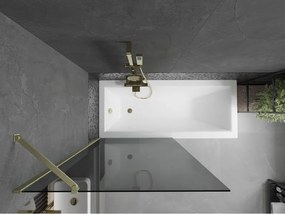 Mexen Next, 1-krídlová vaňová zástena 90 x 150 cm, 6mm šedé sklo, zlatá matná, 895-090-000-00-40-55