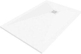 Mexen Stone+, obdĺžniková vanička z minerálneho kompozitu 90 x 70 cm, biela, biela krytka, 44107090-W