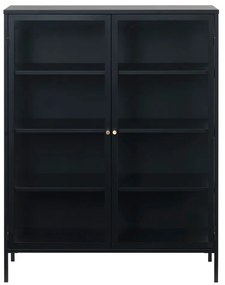 Čierna vitrína Unique Furniture Carmel, výška 140 cm