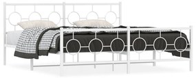 Kovový rám postele s čelom a podnožkou biely 180x200 cm 376297