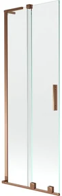Mexen Velar L, 2-krídlová posuvná vaňová zástena 70 x 150 cm, 8mm číre sklo, ružové zlato, 896-070-003-01-60