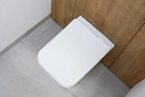 Laveo Kvadrato Cycleon 2.0, závesná WC misa s toaletným sedadlom z duroplastu, Vortex splachovanie, biela lesklá, LAV-VMK_610S