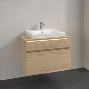 VILLEROY &amp; BOCH Legato závesná skrinka pod umývadlo (umývadlo v strede), 2 zásuvky, s LED osvetlením, 800 x 500 x 550 mm, Nordic Oak, B679L0VJ