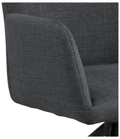 Tmavosivé čalúnené jedálenské kreslá v súprave s podrúčkami 2 ks Laura – Actona