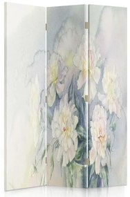 Ozdobný paraván Kytice Květiny Pastel - 110x170 cm, trojdielny, obojstranný paraván 360°