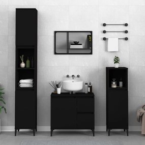 3-dielna súprava kúpeľňových skriniek čierna kompozitné drevo 3185544