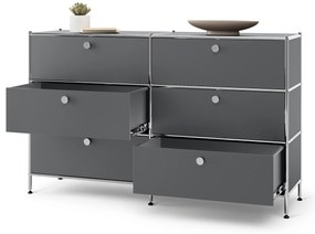 Kovová komoda »CN3« so 6 zásuvkami, sivá