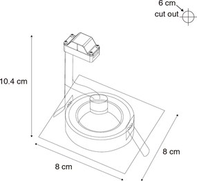 Sada 6 vstavaných bodových svetiel bielych štvorcových GU10 50 mm IP44 - Xena