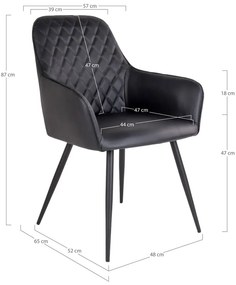 Čierne čalúnené jedálenské kreslá v súprave s podrúčkami 2 ks Harbo – House Nordic