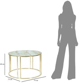 Bielo-zlatý konferenčný stolík Mauro Ferretti Sepa, ø 75 cm