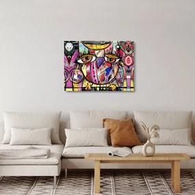 Sklenený obraz - Street art - sova (70x50 cm)