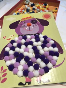 Výtvarná hra – koláž z brmbolcov – psíky