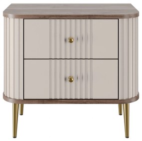 Nočné stolíky Vespera 56 cm - 2 ks - kašmírová / orech / zlatá