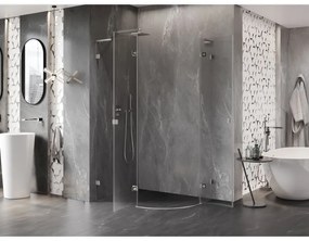 Mexen Lunar, L polkruhový sprchový kút naklápací doľava 80 x 70 cm, 8mm číre sklo, oceľový profil, 833L-080L-070P-97-00