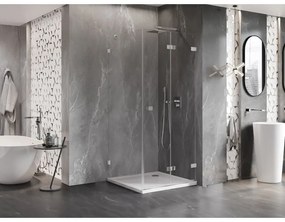 Mexen Lunar-F, sklápací sprchový kút pravý 80 x 80 cm, 8mm číre sklo, chrómový profil, 836-080-080-01-00-P