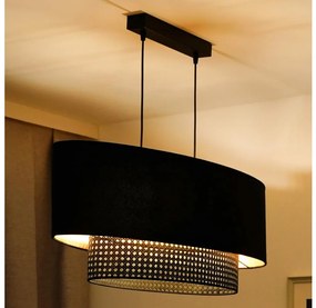 Duolla - Luster na lanku DOUBLE OVAL RATTAN 2xE27/15W/230V čierna/ratan