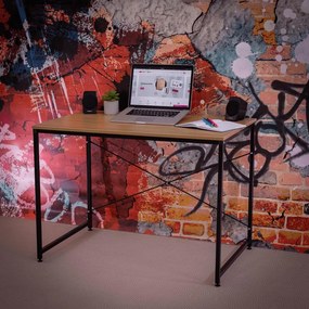 Tempo Kondela Písací stôl, dub/čierna, 100x60 cm, MELLORA