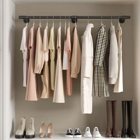 Nástenný vešiak na oblečenie, čierny, 170x30,4cm