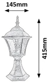 RABALUX Vonkajšia stojacia lampa TOSCANA, 1xE27, 60W, 41cm, zlatá, IP43