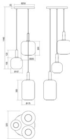 Redo 01-3198 - Luster na lanku BRINA 3xE27/23W/230V