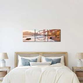 Obraz - Golden Gate Bridge (s hodinami) (90x30 cm)