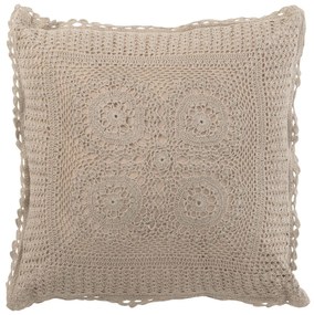 Béžový bavlnený vankúš s čipkou Lace taupe - 42*12*42cm