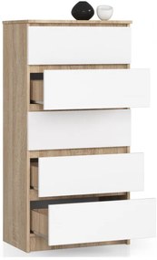 Komoda K60 5SZ CLP dub sonoma / biela