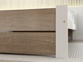 AKCIA Posteľ IKAROS DOUBLE 160 x 200 cm, biela/dub sonoma II. akosť