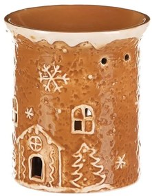 Keramická aróma lampa perníkový domček, hnedá