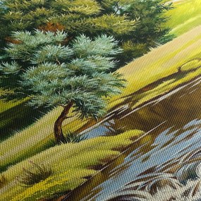 Obraz - Rieka medzi lúkami, olejomaľba (150x105 cm)