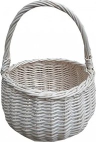 HRADIL Biely prútený svadobný košíček pre družičky BOLERO I. Rozmery koša: priemer 20 cm, výška 25 cm po ucho