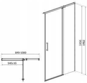 Cersanit Moduo - Dvere do niky / Dvere pre sprchový kút, pravé, 90x195cm, chrómový profil-číre sklo, S162-006