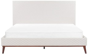 Zamatová posteľ 180 x 200 cm krémová biela BAYONNE Beliani