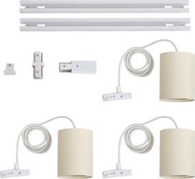 Moderný koľajnicový systém s 3 závesnými svietidlami biely s béžovou 1-fázový - Iconic Holt