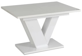 Rozkladací jedálenský stôl CLARK – biely lesk, 120–160 cm