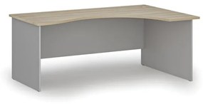 Ergonomický kancelársky pracovný stôl PRIMO GRAY, 1800 x 1200 mm, pravý, sivá/dub prírodný