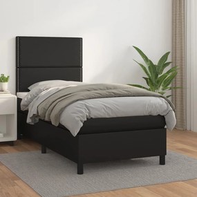 Boxspring posteľ s matracom čierny 90x190 cm umelá koža 3142755