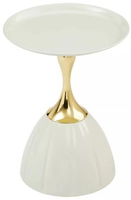 Odkladací stolík Piana 38 cm biely/zlatý