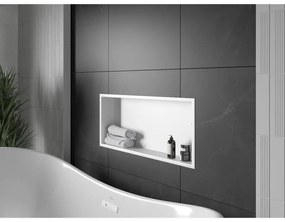 Mexen X-Wall-R, polička na zapustenie na obklad s golierom 75 x 30 cm, biela, 1920753010